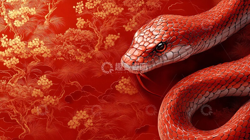 高清大图下载【趣麦麦图】红蛇平面图案1