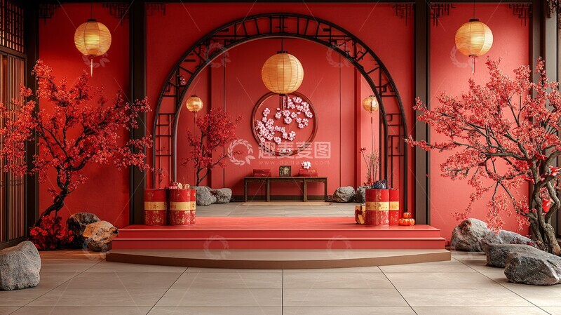 高清大图下载【趣麦麦图】红色新春装饰平台2