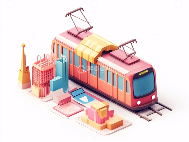 高清大图下载【趣麦麦图】手绘轨道列车