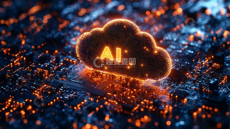 高清大图下载【趣麦麦图】云电路板电路板芯片发光1