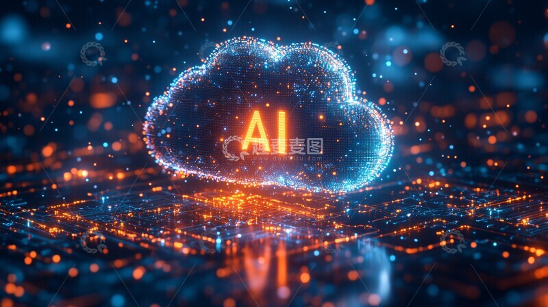 高清大图下载【趣麦麦图】云电路板电路板芯片发光