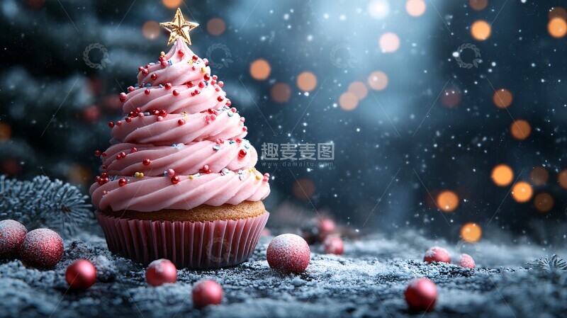 高清大图下载【趣麦麦图】圣诞树杯子蛋糕装饰3