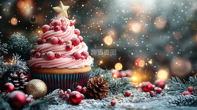 高清大图下载【趣麦麦图】圣诞树杯子蛋糕装饰