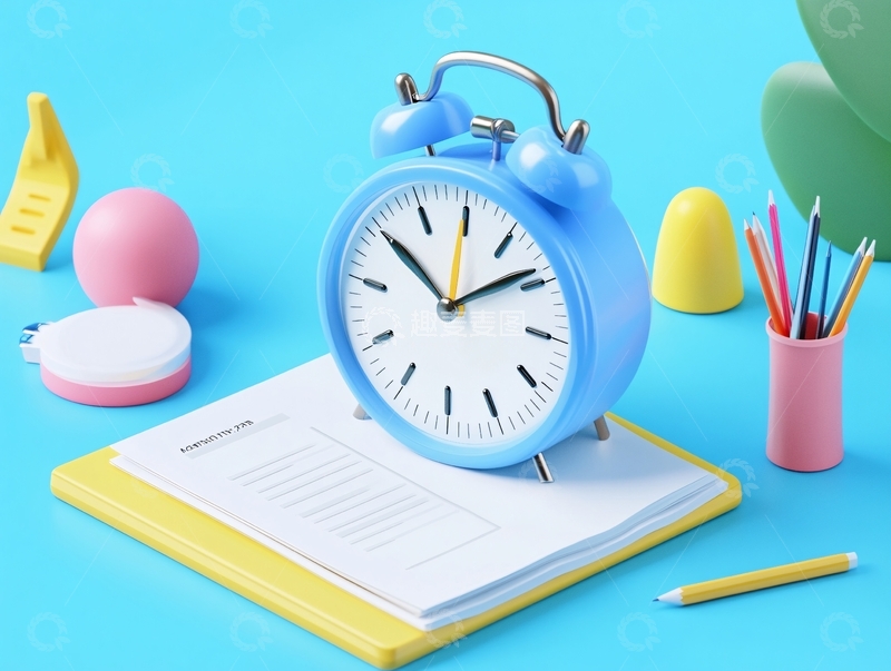 高清大图下载【趣麦麦图】学习闹钟时钟静物