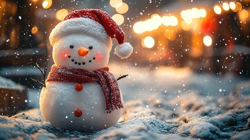 雪夜雪人圣诞帽1