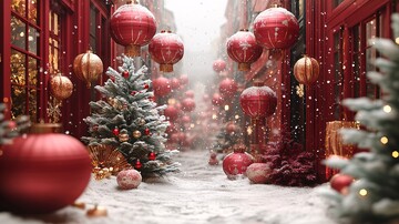 新春佳节雪景窗前3