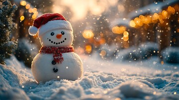 雪夜雪人圣诞帽2