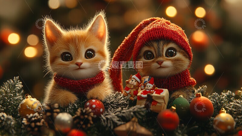 高清大图下载【趣麦麦图】圣诞动物挂饰1