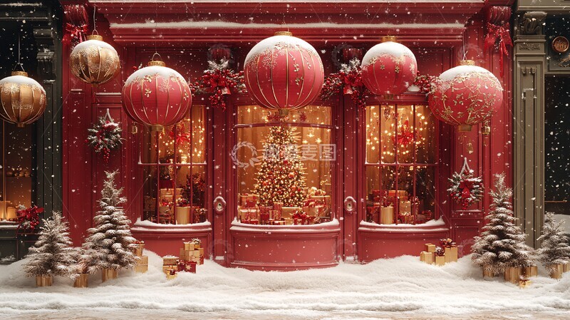 高清大图下载【趣麦麦图】新春佳节雪景窗前