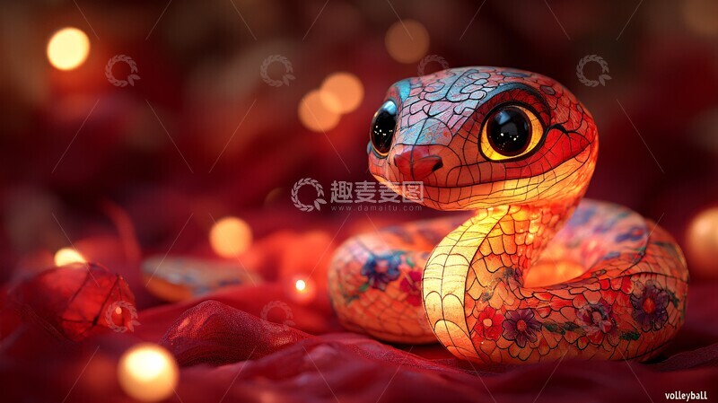 高清大图下载【趣麦麦图】蛇形灯笼与排球文字