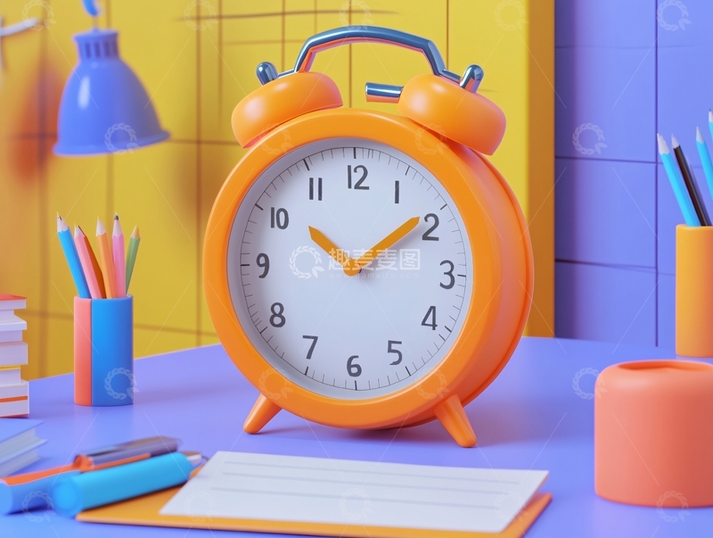 高清大图下载【趣麦麦图】学习闹钟时钟静物2