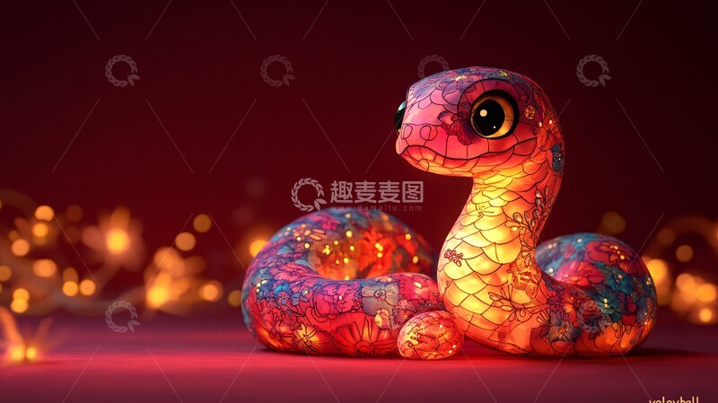 高清大图下载【趣麦麦图】蛇形灯笼与排球文字2