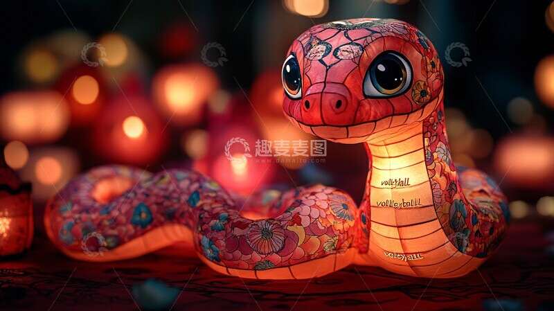 高清大图下载【趣麦麦图】蛇形灯笼与排球文字1