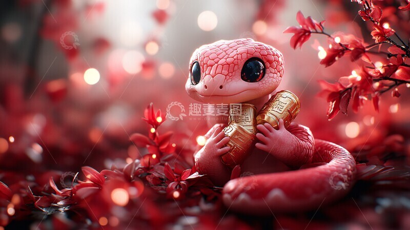 高清大图下载【趣麦麦图】金蛇迎新春金蛇迎春新春