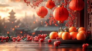 红灯笼高挂夜空