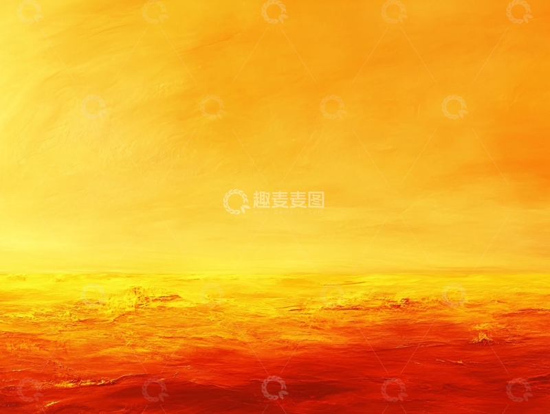 高清大图下载【趣麦麦图】日落橙黄色油画风喷绘2