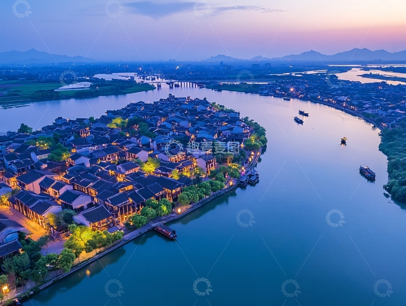 高清大图下载【趣麦麦图】暮色乌镇