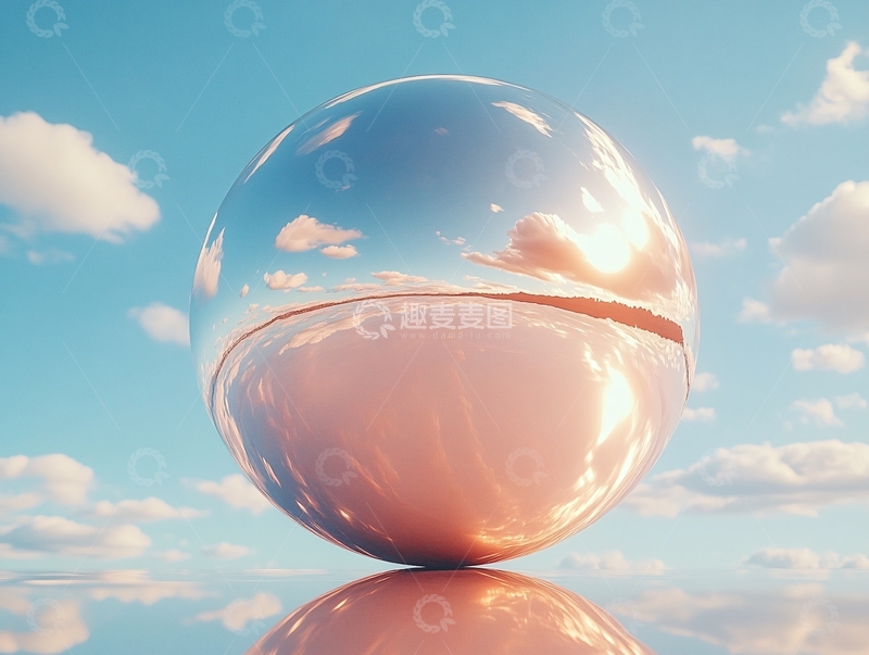 高清大图下载【趣麦麦图】几何球体漂浮天空