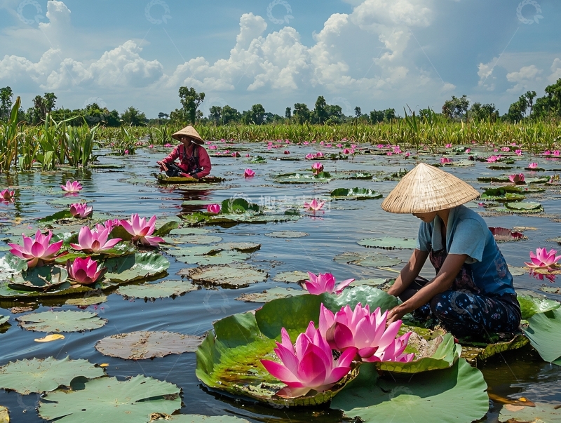高清大图下载【趣麦麦图】莲花盛开的水面