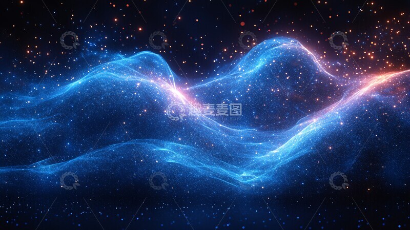 高清大图下载【趣麦麦图】蓝色光波星空背景1