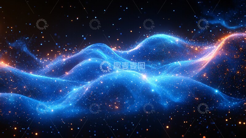 高清大图下载【趣麦麦图】蓝色光波星空背景
