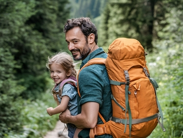 父亲背着女儿下山