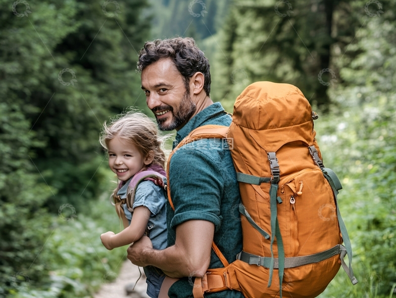 高清大图下载【趣麦麦图】父亲背着女儿下山