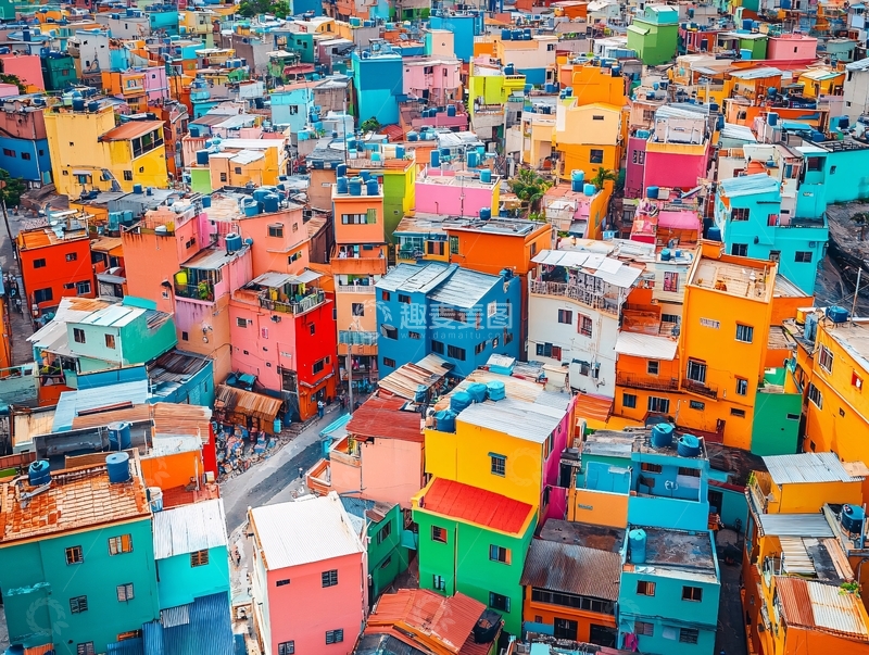 高清大图下载【趣麦麦图】连排七彩房屋