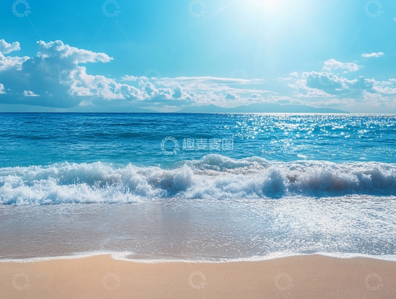 高清大图下载【趣麦麦图】蓝天白云海景浪花