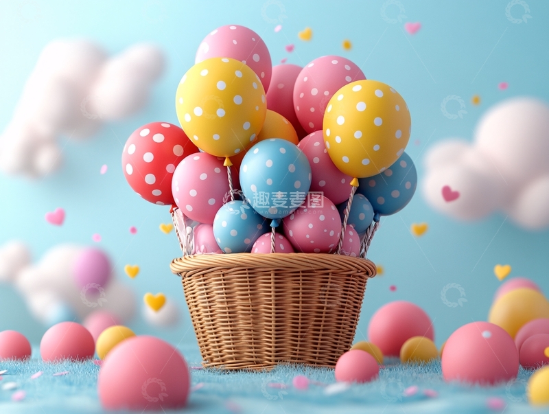 高清大图下载【趣麦麦图】卡通生日汽球场景1