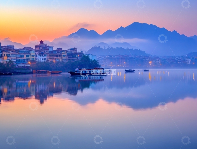 高清大图下载【趣麦麦图】晨曦桃花潭