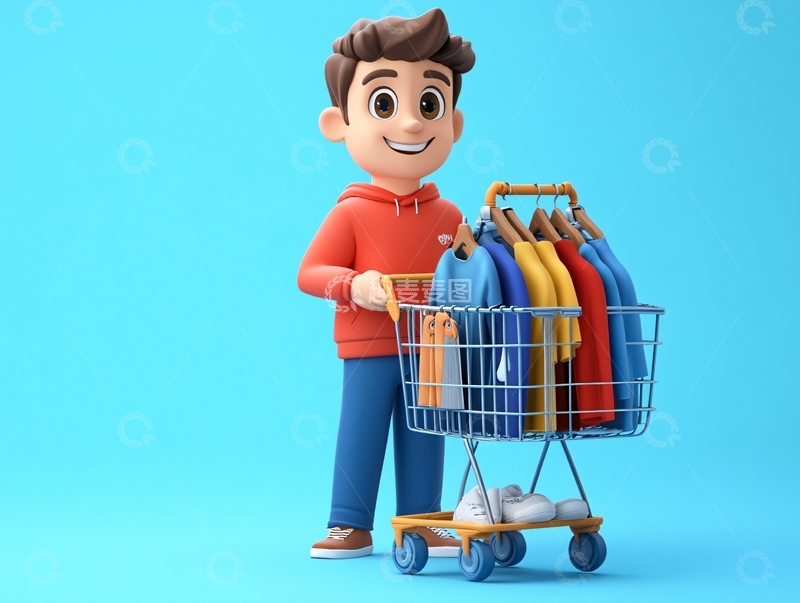 高清大图下载【趣麦麦图】购物的男人