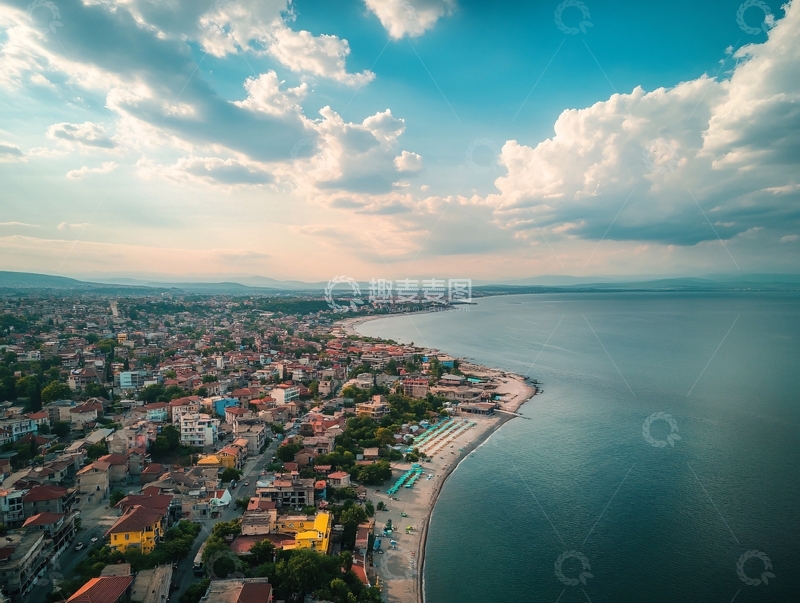 高清大图下载【趣麦麦图】航拍海边小镇1