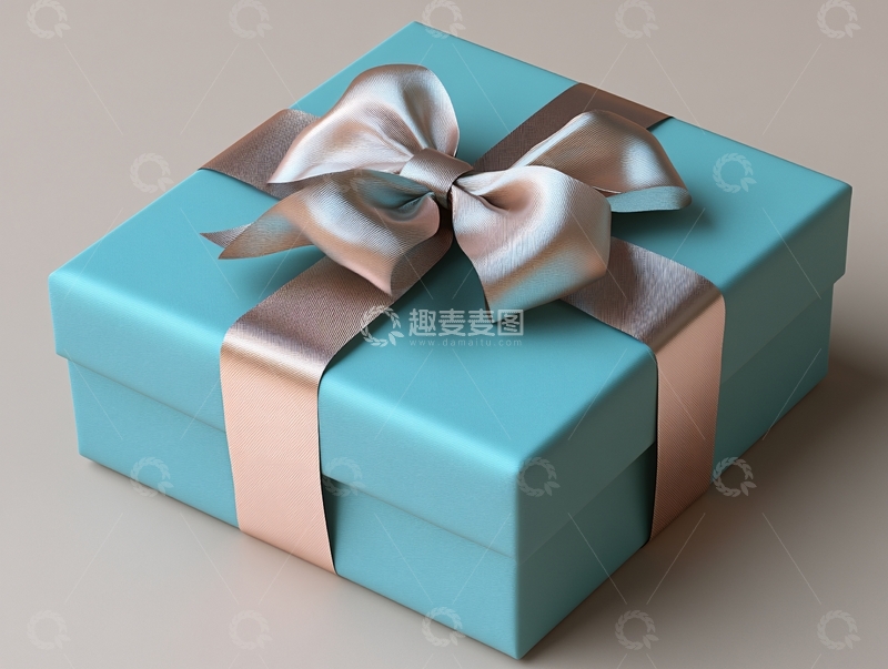 高清大图下载【趣麦麦图】蓝色礼品盒渲染图
