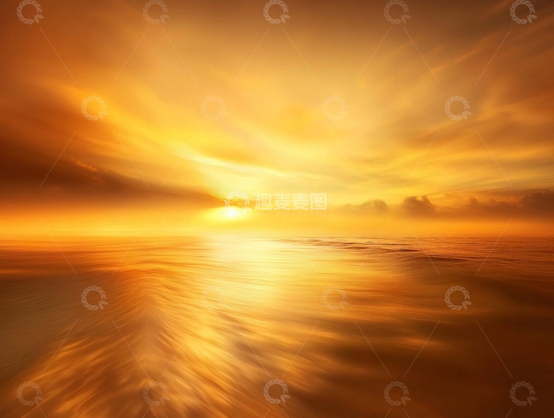 高清大图下载【趣麦麦图】像海平面有道橙色金光