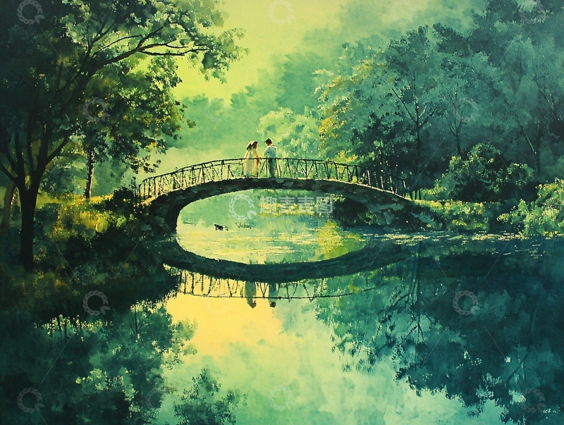 高清大图下载【趣麦麦图】小桥插画2