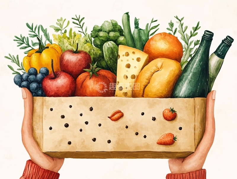 高清大图下载【趣麦麦图】水果箱插画