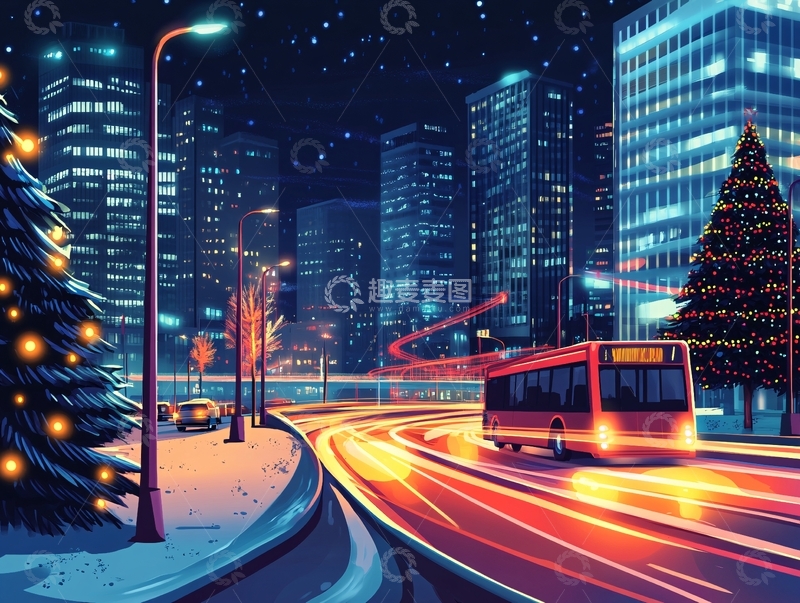 高清大图下载【趣麦麦图】冬季街道街景2