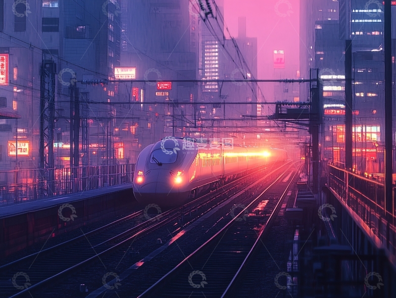 高清大图下载【趣麦麦图】高铁行驶城市门户3