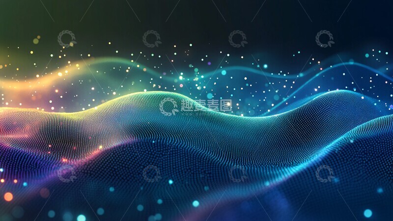 高清大图下载【趣麦麦图】蓝绿渐变曲线背景1