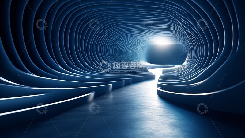 高清大图下载【趣麦麦图】白色线条穿越深蓝1