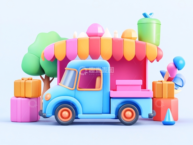 高清大图下载【趣麦麦图】卡通售货造型