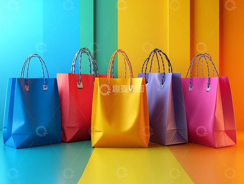 高清大图下载【趣麦麦图】炫丽多彩手提袋