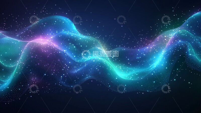 高清大图下载【趣麦麦图】蓝绿渐变曲线背景2