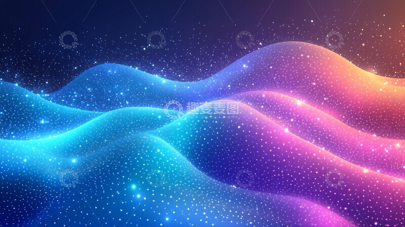 高清大图下载【趣麦麦图】蓝绿渐变曲线背景