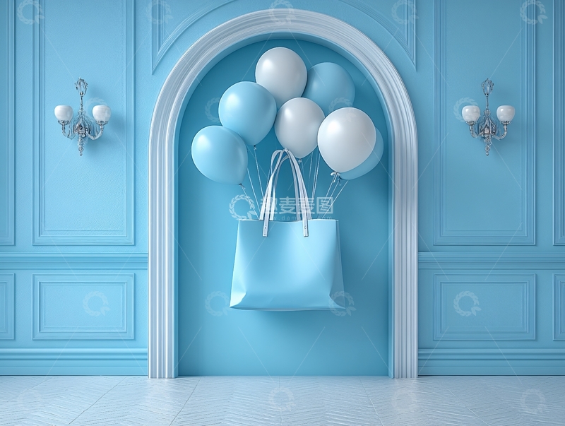 高清大图下载【趣麦麦图】蓝色拱门气球