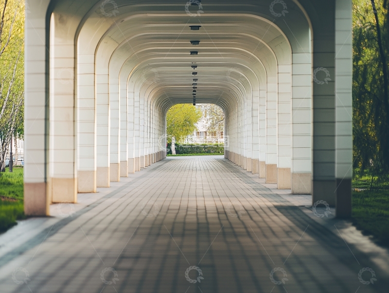 高清大图下载【趣麦麦图】大学建筑走廊