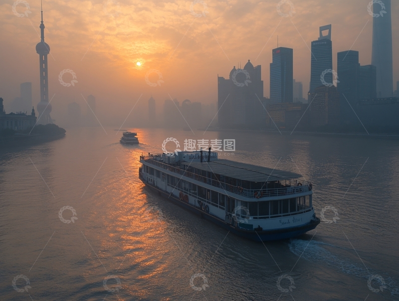 高清大图下载【趣麦麦图】晨雾中的外滩