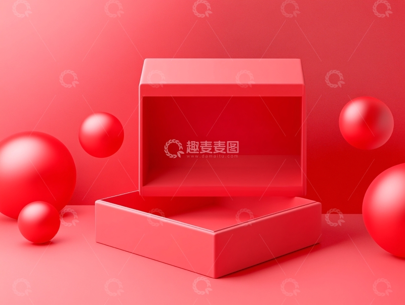 高清大图下载【趣麦麦图】红色立体场景31