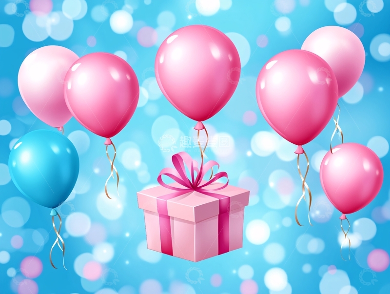 高清大图下载【趣麦麦图】礼盒五彩气球1